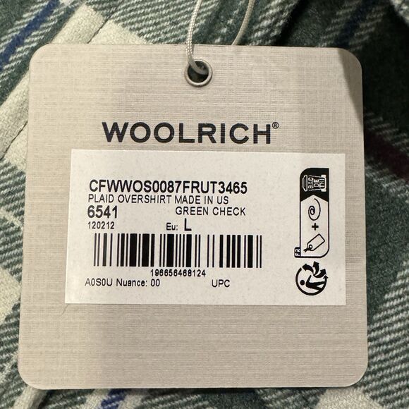 Woolrich Wool Flannel Shirt Overshirt Jacket Plaid Button Up Sz L Made USA NWT - Picture 10 of 12